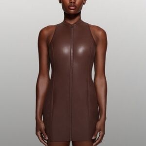 Skims Scuba Swimwear Dress zip up 3X In Dk Moca Brown Very Pretty Flattering.NEW